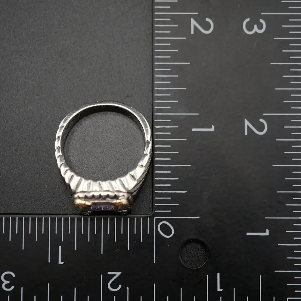 Vintage 14K Accent Purple Stone Radiant Cut Twist Ring 9.5 925 Sterling Signed